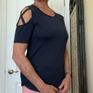 Silky cold shoulder top